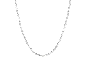 Savlano 925 Sterling Silver Oval Rice Bead Strand Chain Necklace For Women - Made in Italy Comes With a Gift Box