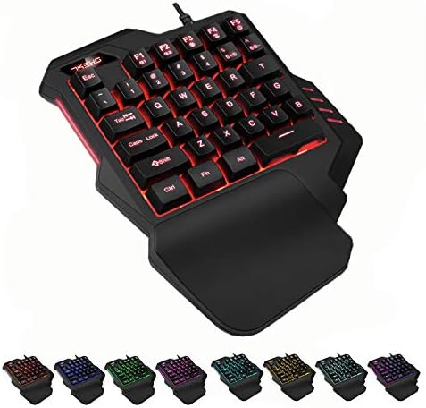 One Hand Keyboard, AxCella Gaming Keyboard Single-Handed with 35 Keys for PS4/Xbox/Switch/PC, Portable Mini Gaming Keypad RGB Backlit / Macro Definition, Wired USB Mobile Game Keyboard