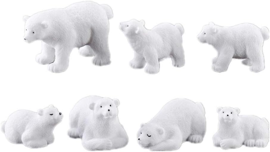 Toyvian Miniature Resin Animals DIY Fairy Garden Dollhouse Decoration Polar Bear Model Craft Home Office Desktop Decorative 10pcs White - Image 4