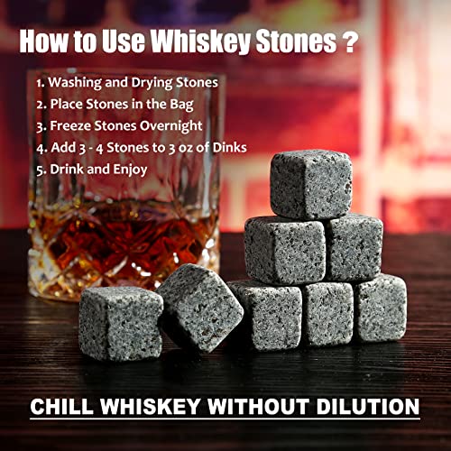 exreizst Juego de Vasos para Whisky de Regalo, con 2 Vasos para Whiskey, Rocas de Whisky – Juego de Caja de Bourbon escocés, Ideal Regalos para Hombres,Papá, Novio,Marido,Cumpleaños Navidad