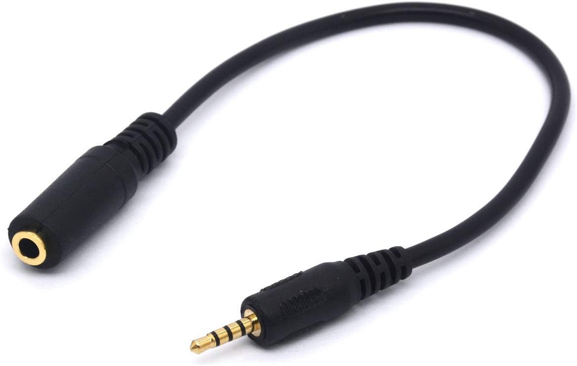 HUHANGGod 2.5mm Male to 3.5mm Female Cable Headphone Audio Converter 4 Poles Stereo Adapter 20cm (2.5mm Male To 3.5mm Female)