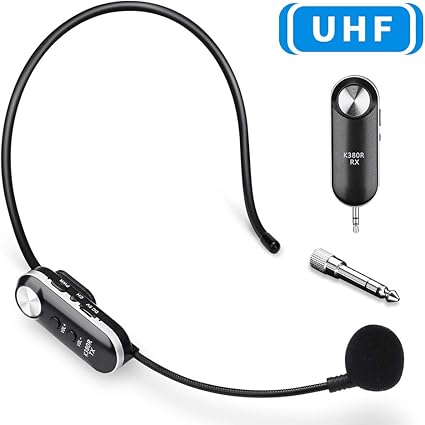 wireless microphone headset with speaker