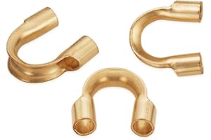 100pcs Adabele Real Yellow Gold Plated Sterling Silver Wire Guard Thread Protector Loop Guardian Cable Thimble (Hole 0.6mm) for DIY Craft Jewelry Making SS13-1