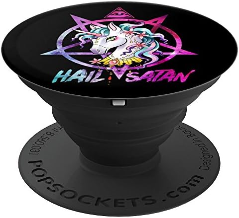Lique UnicornUnicorn Hail Satan Death Metal Rainbow Funny Rave Women Gift PopSockets PopGrip: Swappable Grip for Phones & Tablets