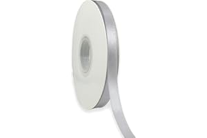 IEDASING'S CHOICE Silver Ribbon 3/8 Inch x 50 Yards Satin Ribbon Continuous, Single Face, for Crafts, Gift Wrapping, Floral Bouquet, Weddings, and Decorations, with Spool