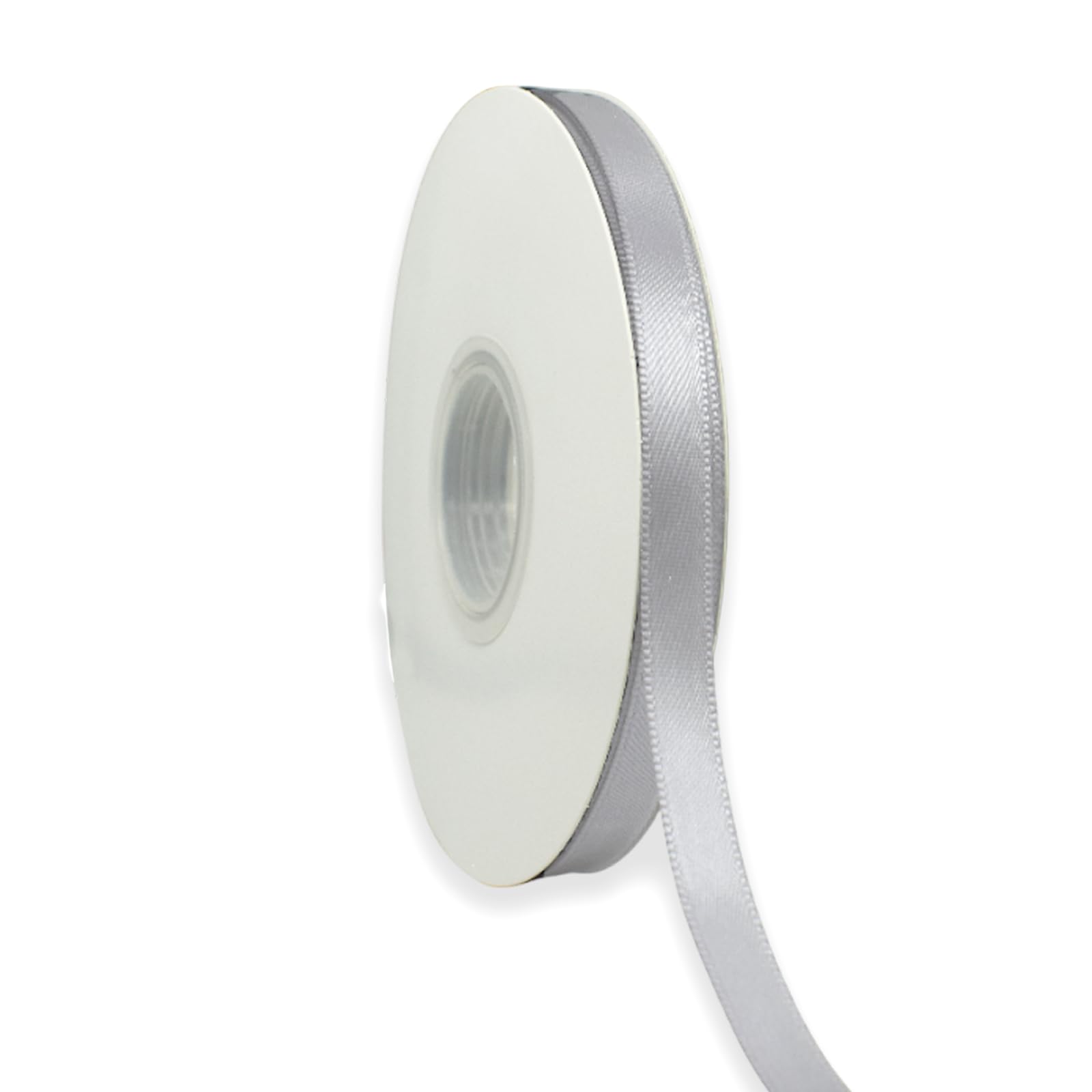Photo 1 of Silver Ribbon 3/8 Inch x 50 Yards Satin Ribbon Continuous, Single Face, for Crafts, Gift Wrapping, Floral Bouquet, Weddings, and Decorations, with Spool