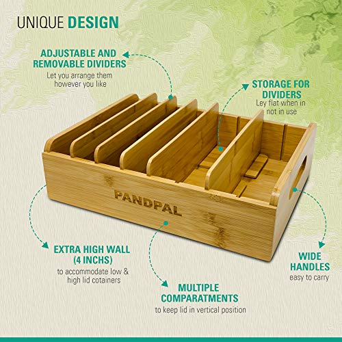 Adjustable Bamboo Lid Organizer Compatible with Tupperware Containers