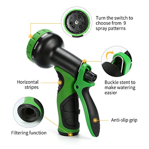 Flexibler Gartenschlauch 15M 50FT Wasserschlauch mit Doppelter Latexkern 9 Muster Sprühdüse Starke Schlauch für Garten, Rasen, Pet Dusche