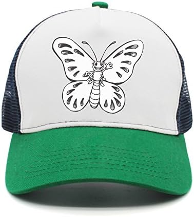 Eoyles Butterfly Cartoon Adjustable Size Sunscreen Hat Summer Cap Flat Brim Unisex Bucket-Hats