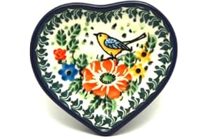 POLISH POTTERY GALLERY Polish Pottery Tea Bag Holder - Heart - Unikat Signature - U2517