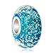 ReisJewelry Bubbles Murano Glass Beads Spacer Charm with 925 Sterling Silver Core for Bracelets (Blue)