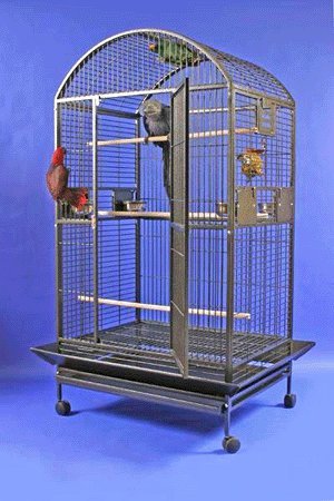 Mauna Kea Mansion Bird Cage – 48″ X 36″ X 76″ – Black Silver Dome Top