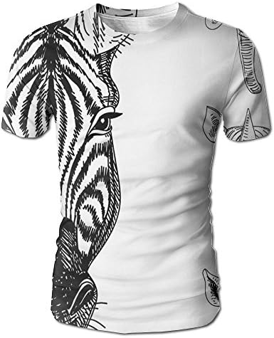 Edgar John Sketch of Zebra Giraffe Elephant and Rhino Heads African Wildlife Animal Zoo Men's Short Sleeve Tshirt L