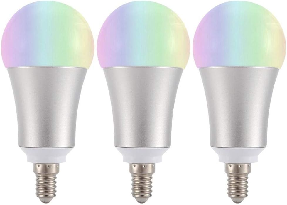 Riuty 3 Pack 9W E27 E14 B22 Smart LED Light Bulb, Color Changing Chandelier Wall Lamp Table Light Compatible with Amazon Alexa Google Home AC100-264V(2#)