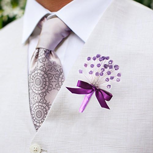 Purple crystal flower groom lapel, men's business etiquette boutonniere, corsage, master of ceremonies, the groom, high-end custom crystal, small brooch
