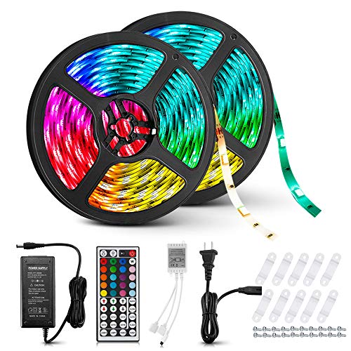 LED Strip Lights, LightMe RGB LED Strip Lights Kit 32.8ft/10M 300LEDs SMD 5050 LED Waterproof Flexible Color Changing Rope Light with 44 Keys Remote for Ceiling Bar Counter Cabinet Lighting DIY Decor