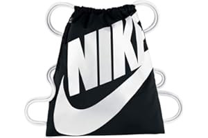 Nike Heritage Gymsack, Drawstring Backpack and Gym Bag with cinch sack closure and straps for comfort, Dark Grey/Black/Black
