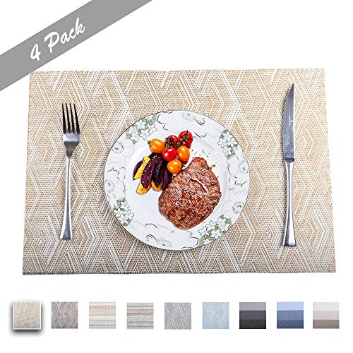 PREMIUM CARE Set of 4 Placemats for Table Heat-Resistant Skid-Proof Table Mats Dining Table Woven Stain Resistant Easy to Clean