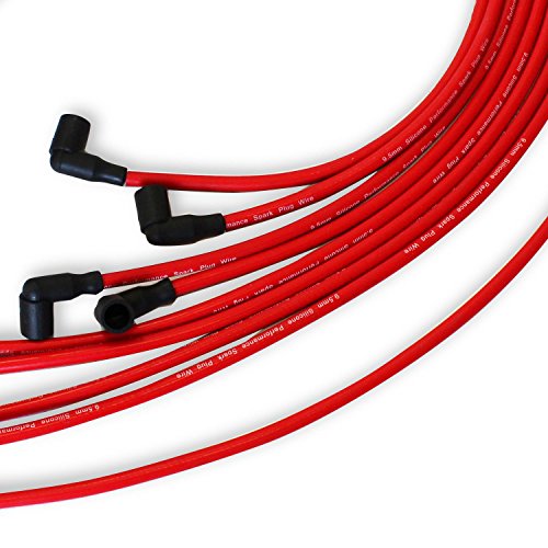 For Racing Chevy V8 HEI Distributor w/ 65K Coil & Red 90 Degree Spark Plug Wires