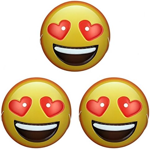 Dubster Brand Emoji Smiling Face with Heart Eyes Character Mask, Pack of 3