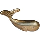 Antiqued Brass Whale Paper Weight - Antique Vintage Nautical Beach Decor