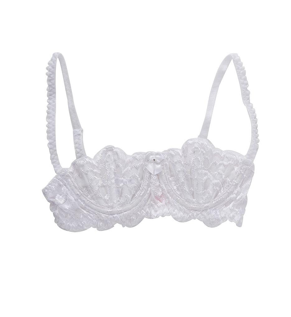 Shirley of Hollywood Number 324 Size 32 White Chopper Lace Shelf Bra