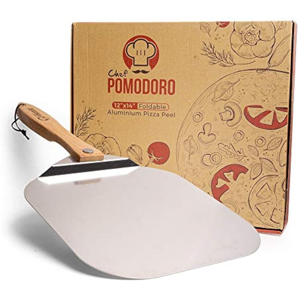 Aluminum Metal Pizza Peel Foldable Wood Handle Easy Storage 12Inch X