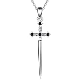 URONE Sword Necklace for Men Sterling Silver Sword Pendant Necklace Gothic Jewelry Gift for Women Men