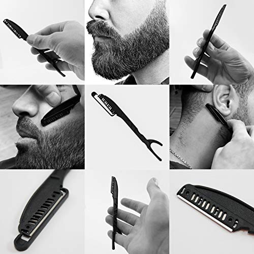 RAZZOR PROFESSIONAL Disposable Straight RAZORS for Precise Shaping of Hair and Beard, Stainless steel Straight Single-edge blade (WITH SAFETY LOCK) Smooth Shave Barber Razors (Box of 10)