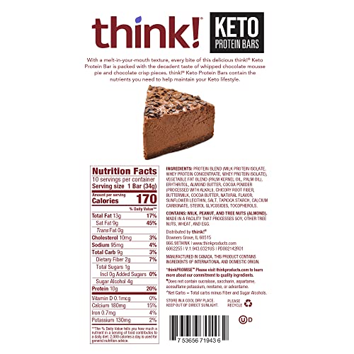 think! Keto Protein Bars, Healthy Low Carb, Low Sugar, Gluten Free