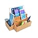 MobileVision Bamboo Charging Station w/Extension PLUS Caddy for Smartphones, Tablets & Laptops Extra Storage for pens, notepads & stationary items