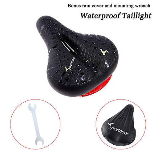 image for Bike Seat Sportneer Comfortable Bike Saddle,Soft Foam Padded Wide Bicy