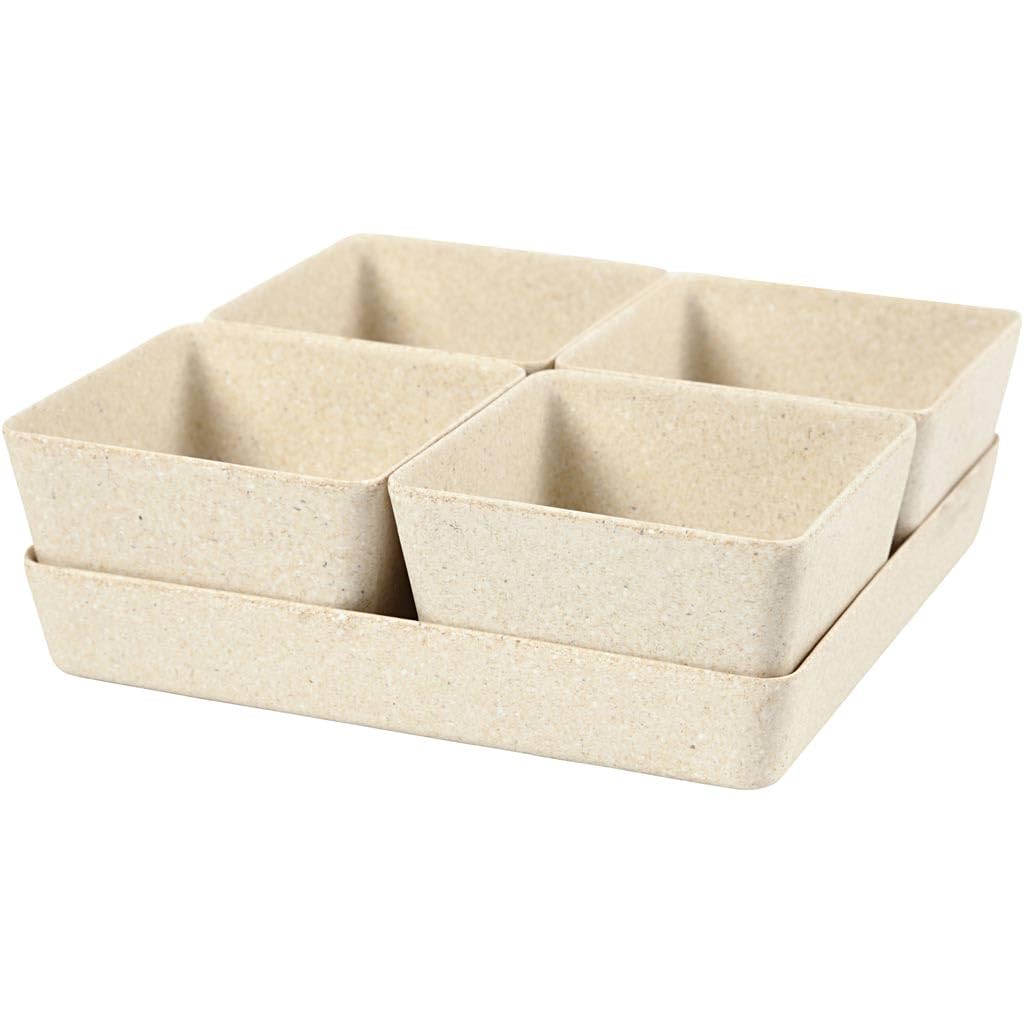 Flower pots, 1 Set, H: 8 cm, D: 19,5 cm