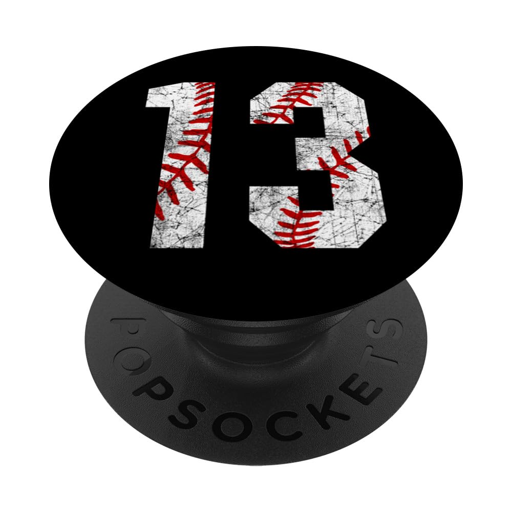 Vintage Baseball Mom #13 Jersey Baseball Favorite Player PopSockets Adhesive PopGrip