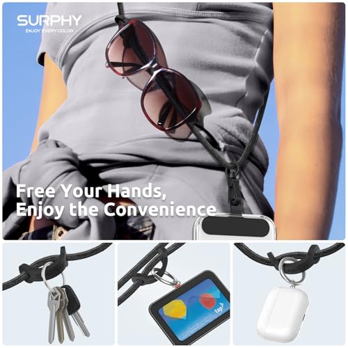 SURPHY Universal Mobile Phone Lanyard, Adjustable and Detachable, Nylon Long Mobile Phone Strap Compatible with Smartphones etc