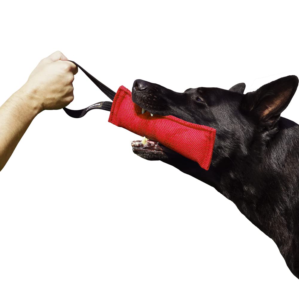 DINGO GEAR Nylcot Bite Tug for Dog Training K9 IGP & Fun, 1 Handle, Red 28 x 7 cm