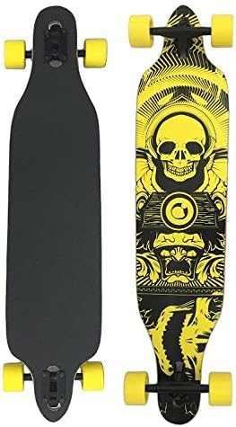 NEXPro Professional 41" x 9.5" Longboard Cruiser Through downhill Speed Complete Maple Skateboard Yellow/Black Skeleton SB3