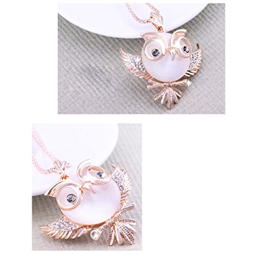 Necklace for Women, Hmlai Ladies Fashion Beautiful Crystal Vintage Owl Pendant Jewelry (Rose Gold) - Thumbnail 5