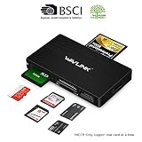 WAVLINK Micro SD Card Reader,4-Slot Multi-in-1 USB 3.0 Flash Memory Card Adapter with Detachable Cable 5Gbps Read for SD/SDHC/SDXC/Micro SD/MMC/MS/MS Pro Duo/CF I/CF II (Black)
