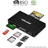 WAVLINK Micro SD Card Reader,4-Slot Multi-in-1 USB 3.0 Flash Memory Card Adapter with Detachable Cable 5Gbps Read for SD/SDHC/SDXC/Micro SD/MMC/MS/MS Pro Duo/CF I/CF II (Black)