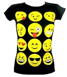 Fashion Oasis Big Girls' Emoji Emoticons Multi Faces Short Sleeve T-Shirts Tops
