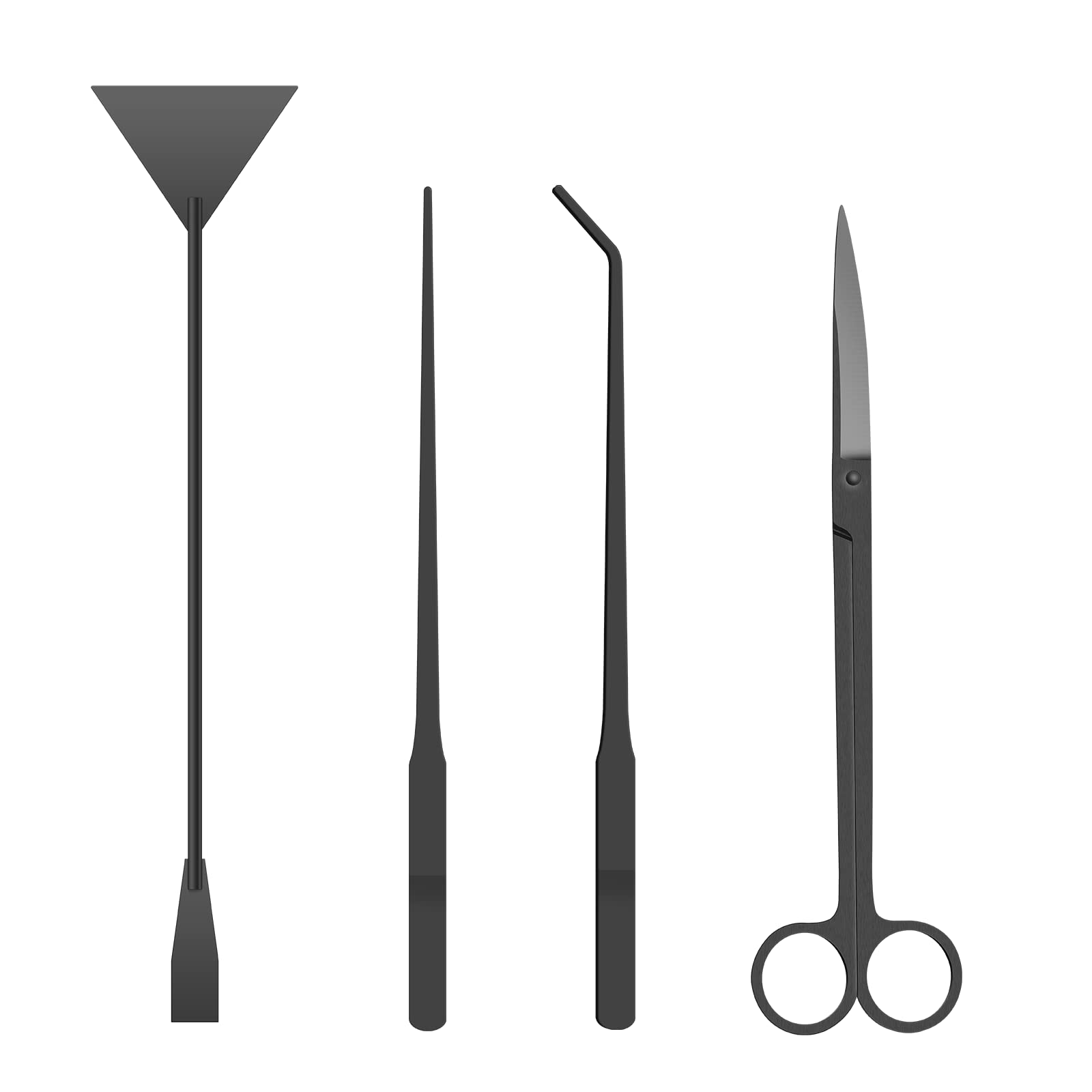 Simple Deluxe Aquarium Aquascape Tools Kit, 4 in 1 Anti-Rust Aquatic Plant Aquascaping Tool Stainless Steel Tweezers Scissors Spatula Set for Aquarium Tank Clean, Fish Tank, Bonsai, Algae Scrapers