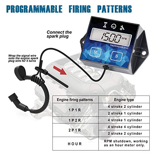 Runleader Digitale bedrijfsurenteller, toerentalmeter, onderhoudsherinnering, batterij vervangbaar voor ZTR, grasmaaier… - Image 5