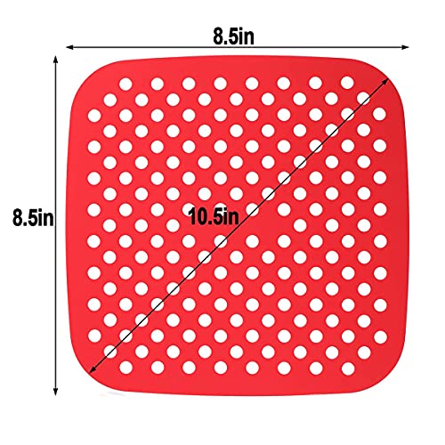 2-Pack Reusable Air Fryer Liner, 8.5in Square Silicone Non-Stick Air Fryer Mat Steamer Liners insulation pad | Air Fryer Accessories For COSORI, NINJA, INSTANT VORTEX, NUWAVE and More