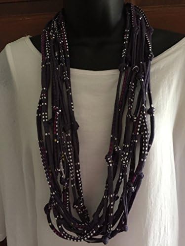 Purple Upcycled T-shirt Necklace Cottage Chic Accessory Spring Fashion Trendy Tshirt Necklace Purple shades Knotted Stranded Handmade One of a Kind Shabby Chic