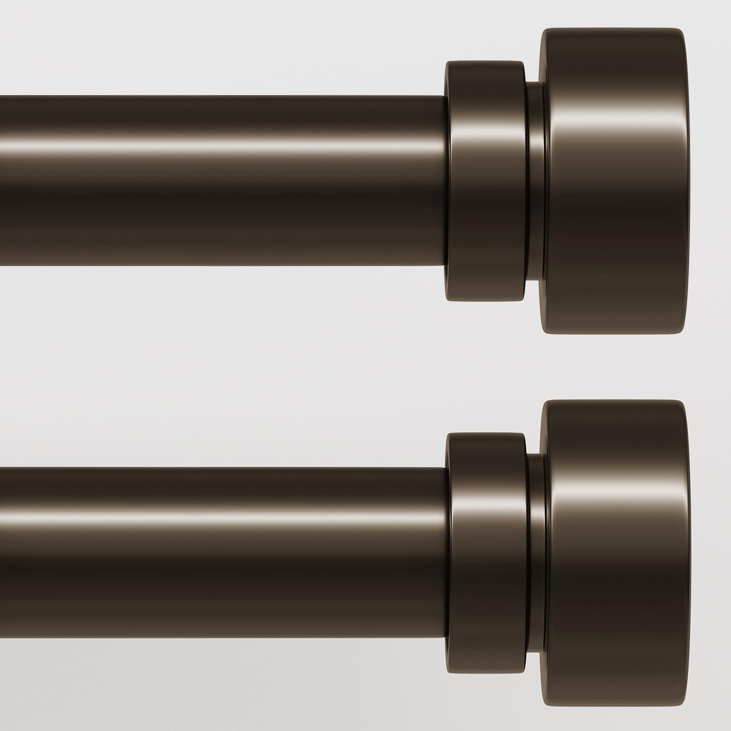 Photo 1 of 2 Pack Modern Brown Curtain Rods Set for Windows 28 to 48 Inches Adjustable Length Heavy Duty 1" Diameter Window Curtain Rod with Decorative Finials for Outdoor Bedroom Kitchen Living Room