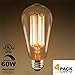 4 Pack - Modvera LED Antique Filament Bulb Edison ST58 Style 6 Watt, 2200K Vintage Warm White Color Temp E26 Base Dimmable Amber Glass Finish UL Listed RoHS Compliant