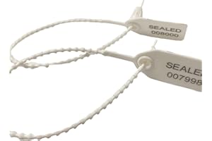 Duebass 500 Pack Pull Tie Plastic Seal Security Tags Truck Shipping Seals Numbered Zip Ties for Fire Extinguishers 250mm (White)