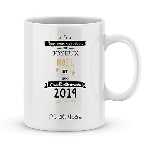 Mug Joyeux Noel Et Bonne Annee A Personnaliser Avec Le Prenom Ou Le Texte De Votre Choix Idee Cadeau Noel Cadeau Noel Cadeau De Bonne Annee Personnalise Amazon Fr Handmade