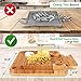 NutriChef Bamboo Natural Cheese Board Set with Bonus Condiment Cup-Extra Large Size 100% Home Organic Wooden Plate and Charcuterie Tray with 4 pcs Cutting Knife Slicer, 13